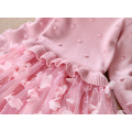 pulls manches longues dentelle bébé filles robes d&#39;hiver enfants chandails top robe bas style automne